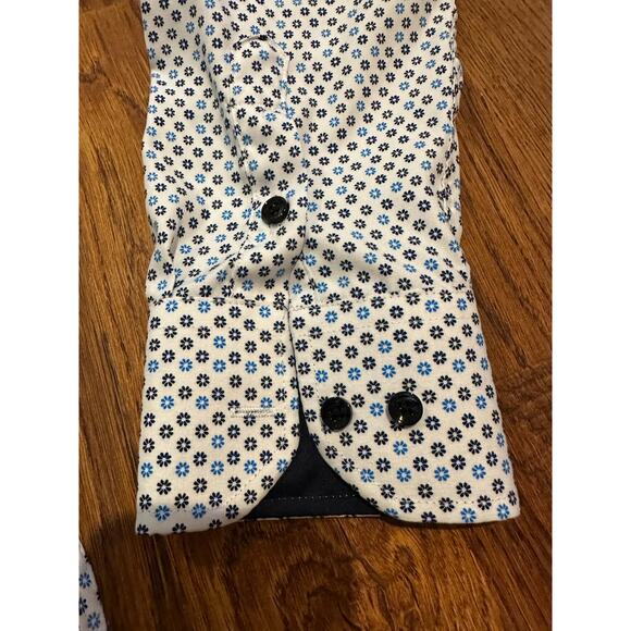 Silver Stone Men’s Modern Fit Casual Button-Down Shirt – White/Blue – Size Large - Picture 4 of 9